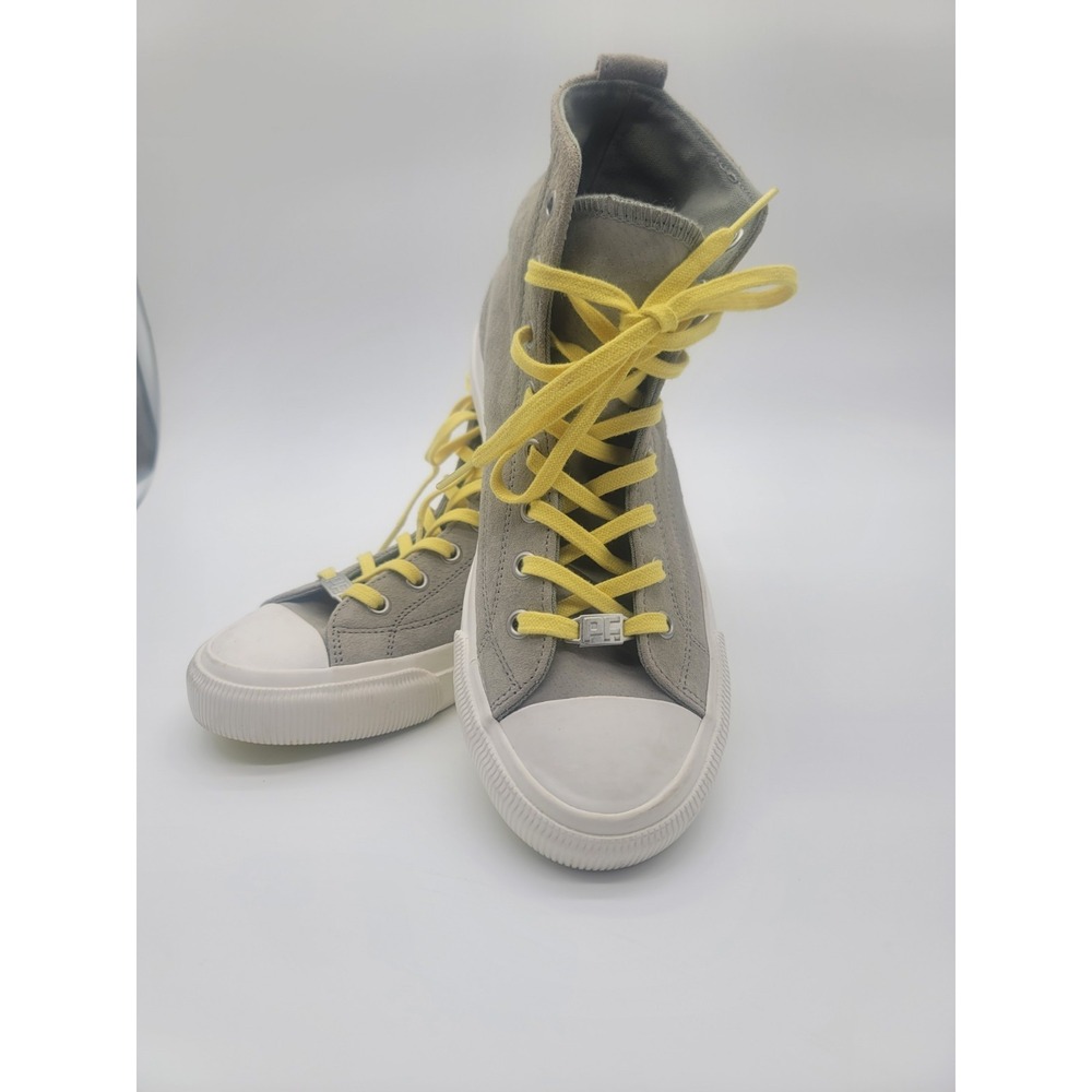 P.F. Flyers All-American Hi Gray Suede Sneakers Women's 7‎ Yellow Laces New